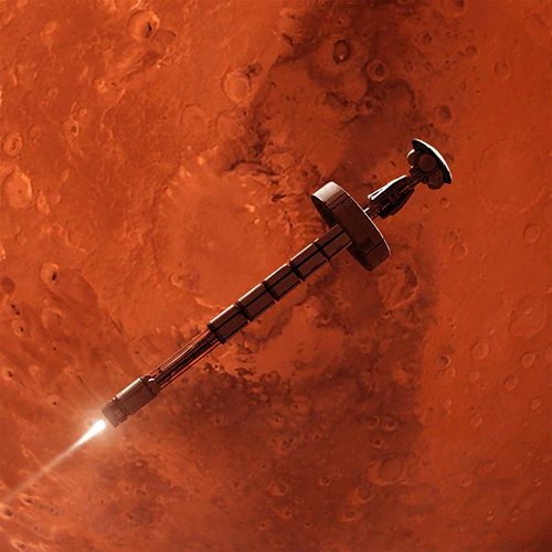 Spaceship orbiting Mars